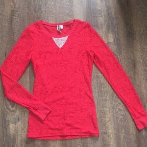 BKE hot pink shimmer long sleeve
